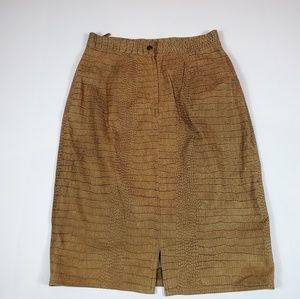 WinLit Women's Lined Leather Skirt Size 12 Brown